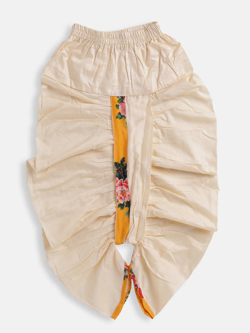 Vastramay SISHU Boys Multicolor-Base-Yellow Cotton Blend Kurta and Dhoti Set